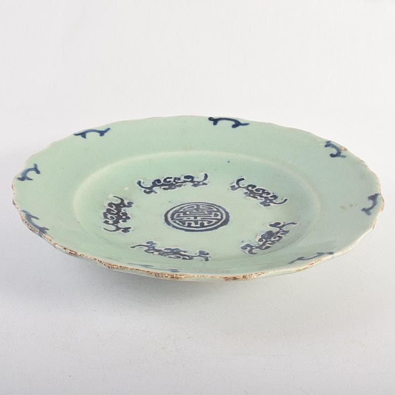 中国 成化年製 新渡 青磁 染付 輪花盤 皿 V R8785 - メルカリ