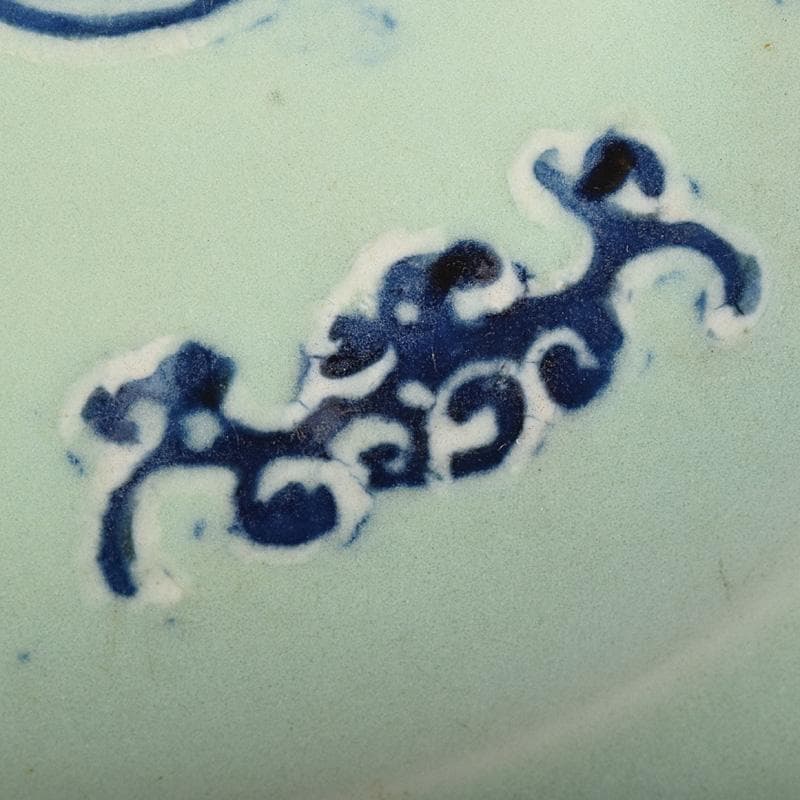 中国 成化年製 新渡 青磁 染付 輪花盤 皿 V R8785 - メルカリ