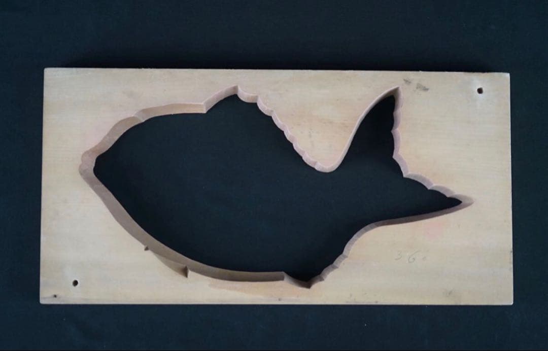 菓子型 特大型の鯛 タイ 42.1×21.6cm 和菓子 古道具アンティーク木彫