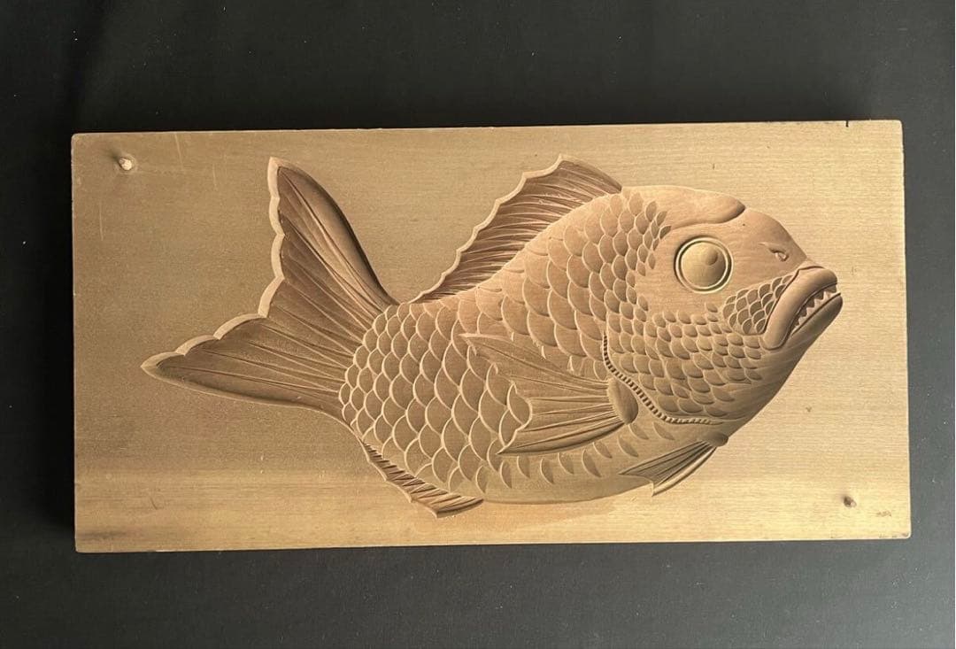 菓子型 特大型の鯛 タイ 42.1×21.6cm 和菓子 古道具アンティーク木彫