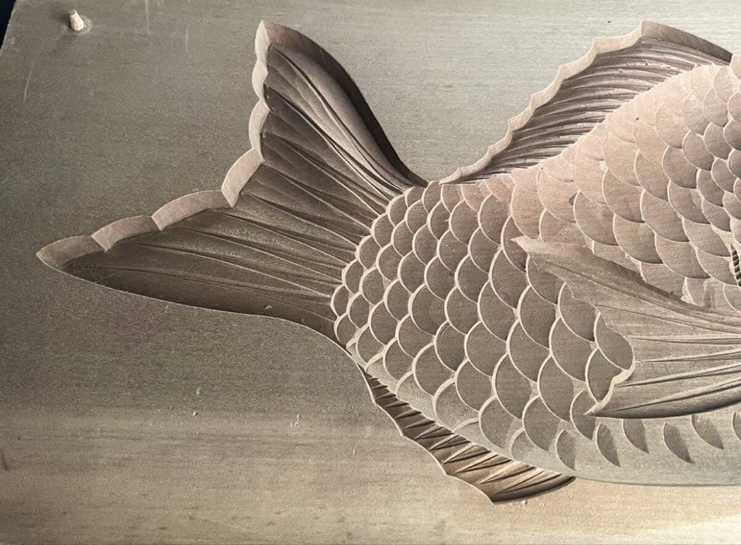 菓子型 特大型の鯛 タイ 42.1×21.6cm 和菓子 古道具アンティーク木彫