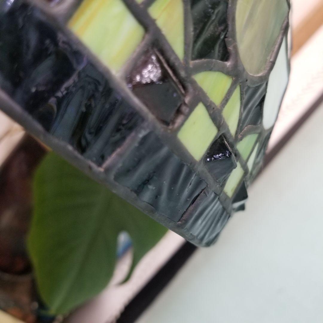 ヴィンテージ　２灯　グリーン　ストライプ　スタッズ　デザイン　ステンドグラス