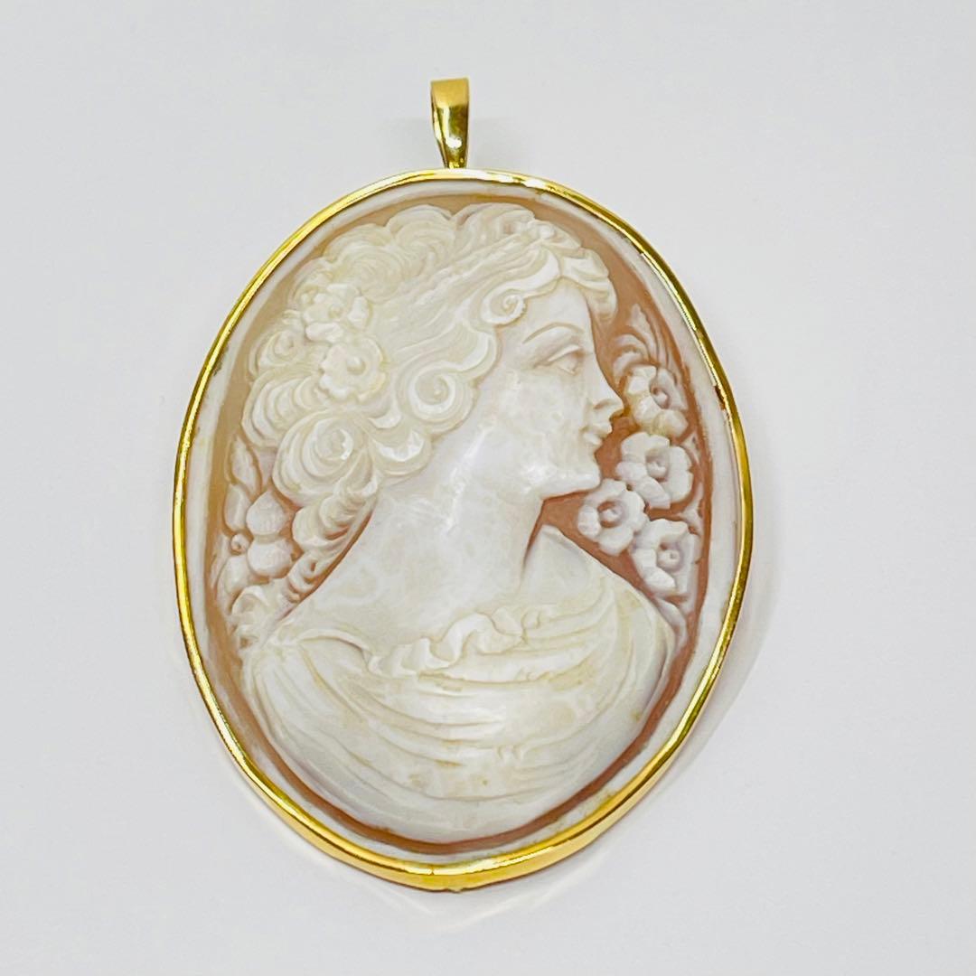 カメオK18大振りブローチとペンダント2way