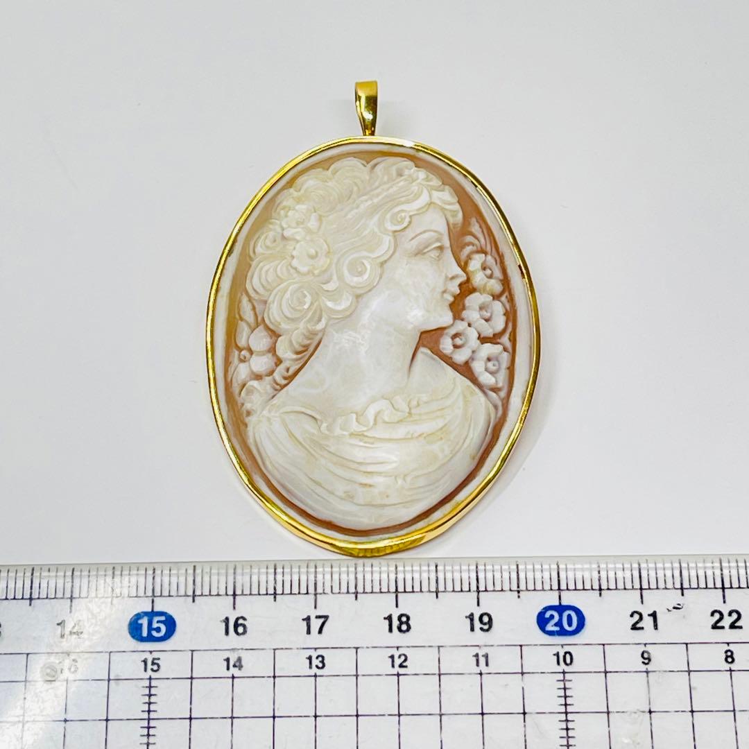 カメオK18大振りブローチとペンダント2way