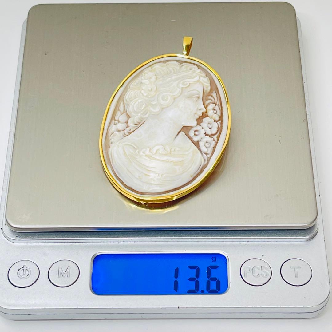 カメオK18大振りブローチとペンダント2way