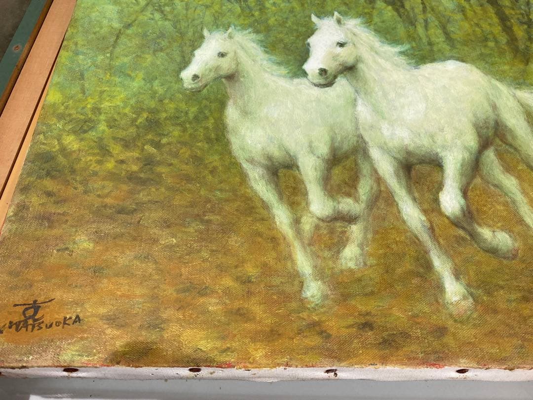 松岡克 【白馬】肉筆 油彩 直筆サイン 孤高の画家 渾身の傑作 洋画家
