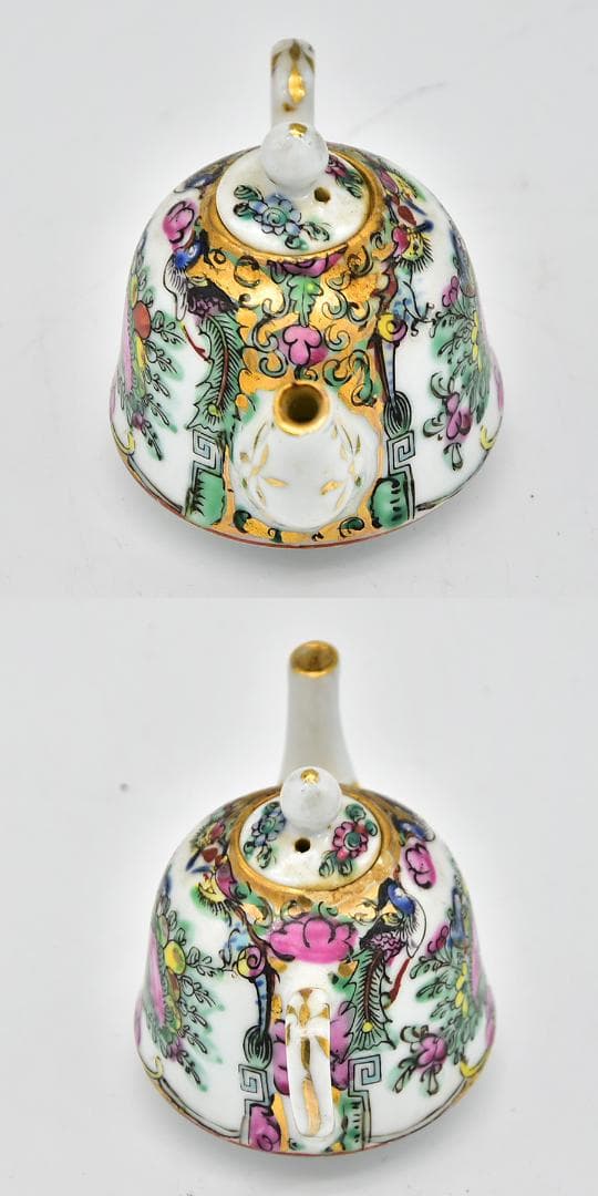 中国美術 乾隆年製 煎茶器揃 急須 煎茶盆 煎茶碗 12客 色絵粉彩花草桃図