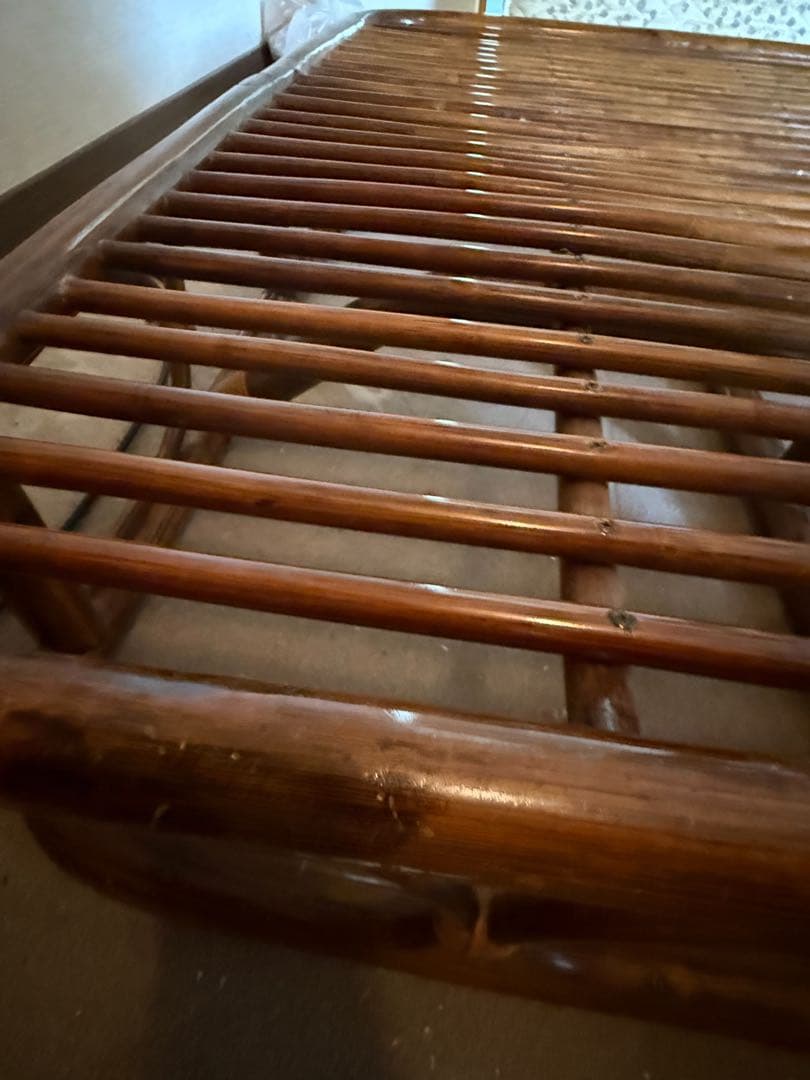 ☆希少☆ ラタン　セミダブルベッド　昭和レトロ　ヴィンテージ　アンティーク　籐