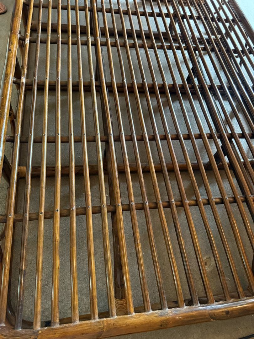 ☆希少☆ ラタン　セミダブルベッド　昭和レトロ　ヴィンテージ　アンティーク　籐