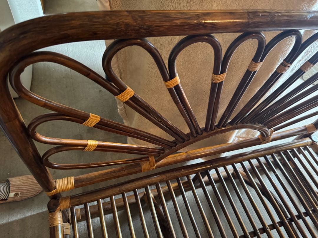 ☆希少☆ ラタン　セミダブルベッド　昭和レトロ　ヴィンテージ　アンティーク　籐