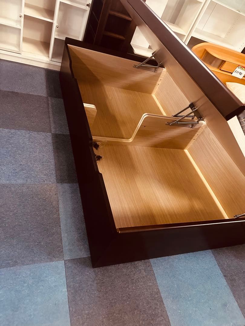 収納付きセミダブルベッド ダークブラウン