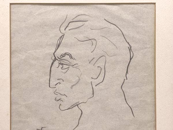 【 横山泰三 デッサン 】『1955　巴里にて』　ラフスケッチ　真作額装