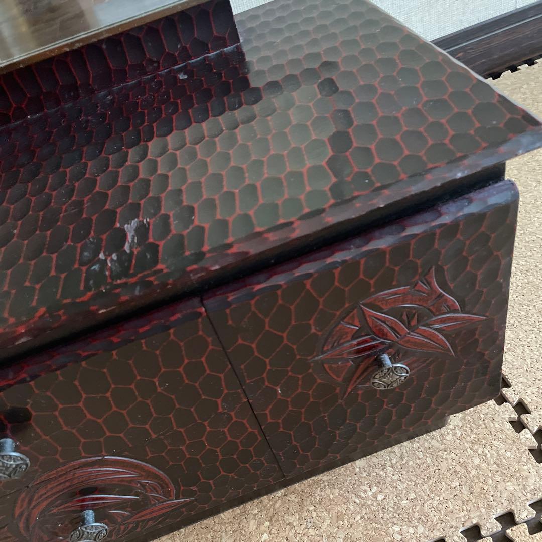 アンティーク　鎌倉彫　姿見　鏡台　一面鏡　ドレッサー　化粧台　昭和レトロ