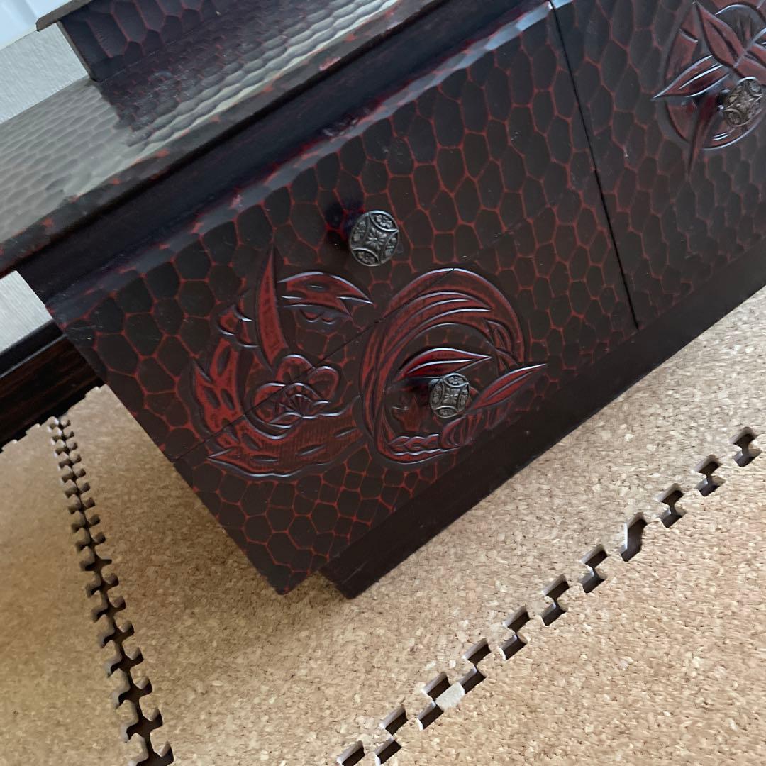 アンティーク　鎌倉彫　姿見　鏡台　一面鏡　ドレッサー　化粧台　昭和レトロ