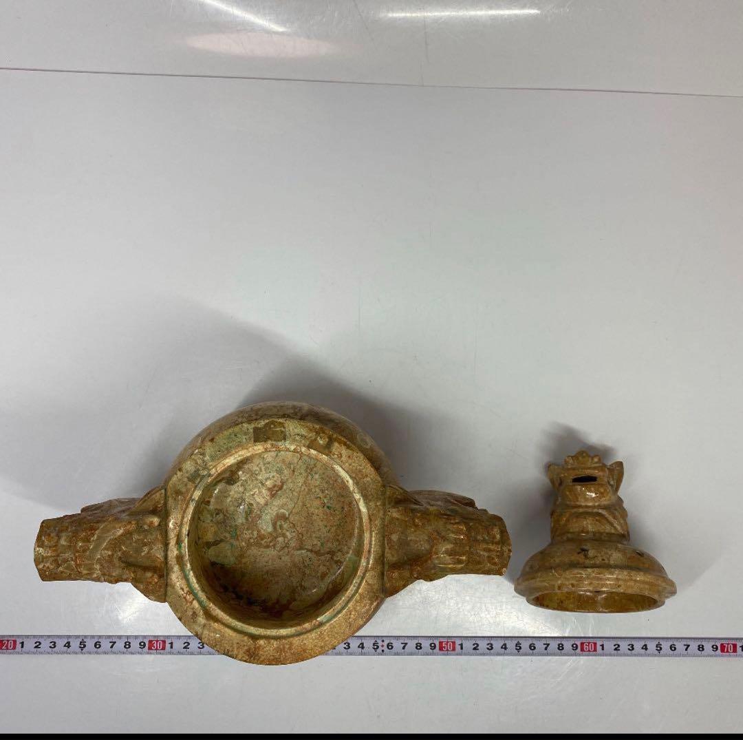 时代物 砡製　獅子香炉　3.6kg。y501