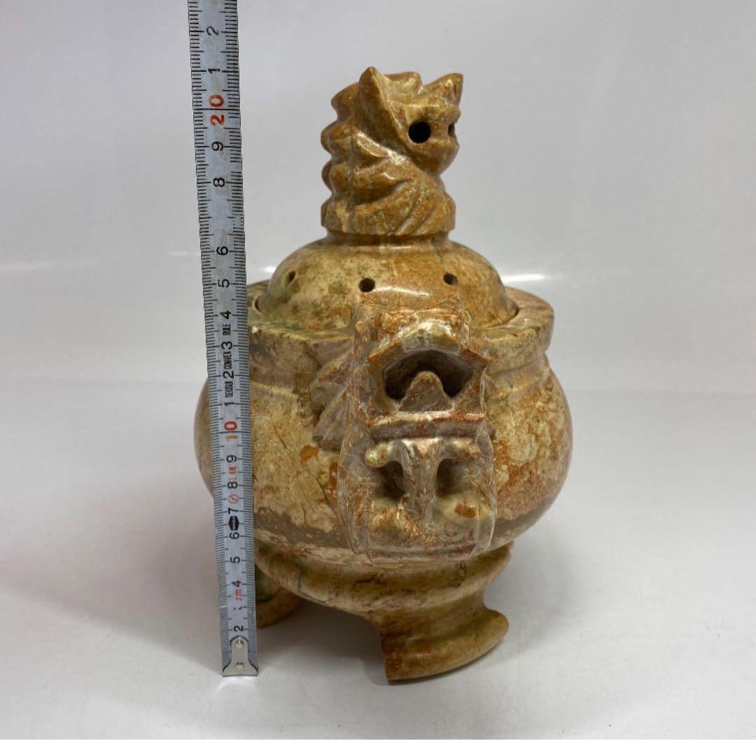 时代物 砡製　獅子香炉　3.6kg。y501