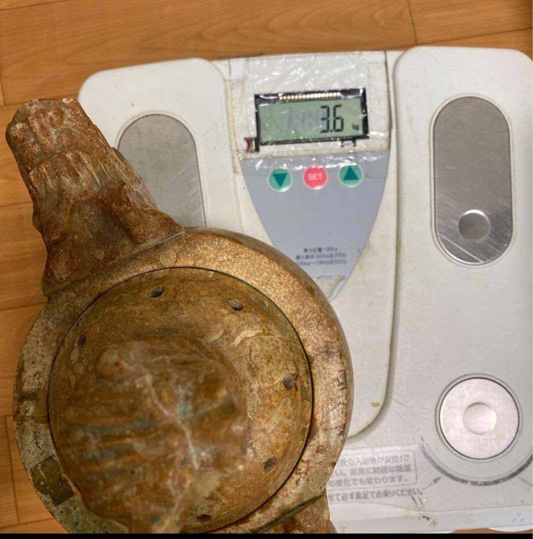 时代物 砡製　獅子香炉　3.6kg。y501