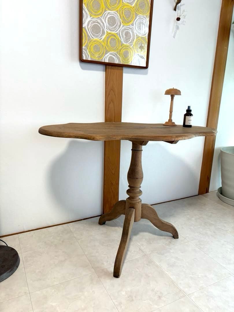 ろくろ脚　折りたたみテーブル（古家具・ビンテージ）