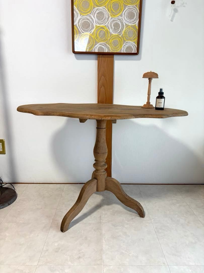 ろくろ脚　折りたたみテーブル（古家具・ビンテージ）