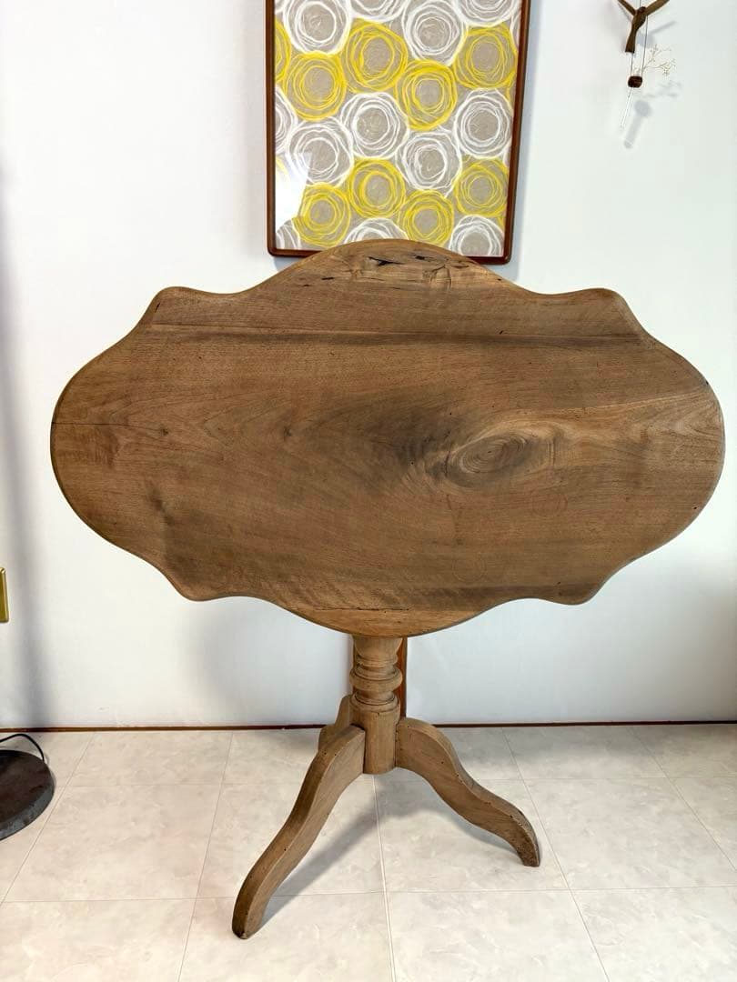 ろくろ脚　折りたたみテーブル（古家具・ビンテージ）