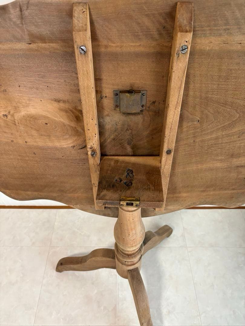 ろくろ脚　折りたたみテーブル（古家具・ビンテージ）