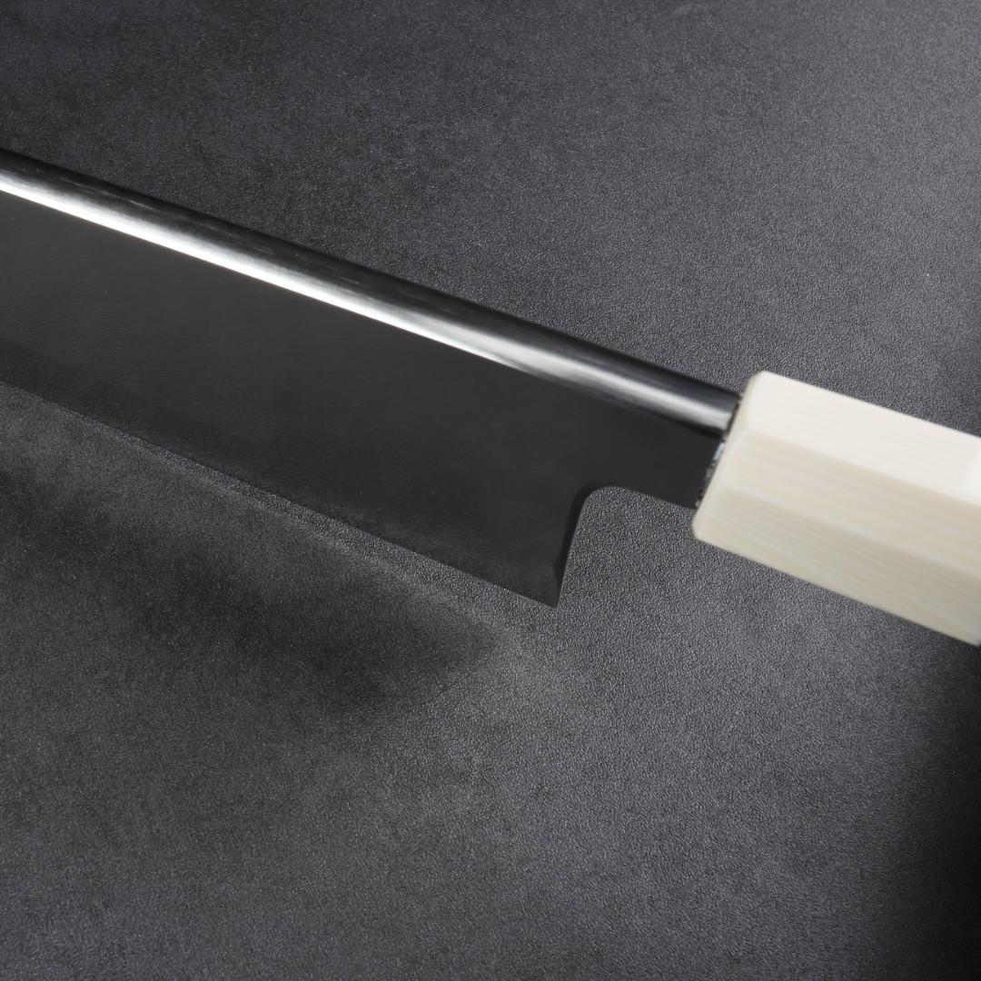 7171 左利き用 出刃包丁 7寸 刺身包丁 和包丁 人工象牙黒三本巻八角柄