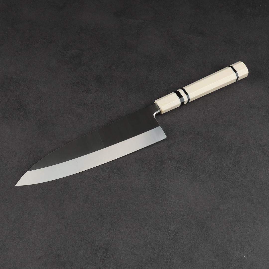 7171 左利き用 出刃包丁 7寸 刺身包丁 和包丁 人工象牙黒三本巻八角柄