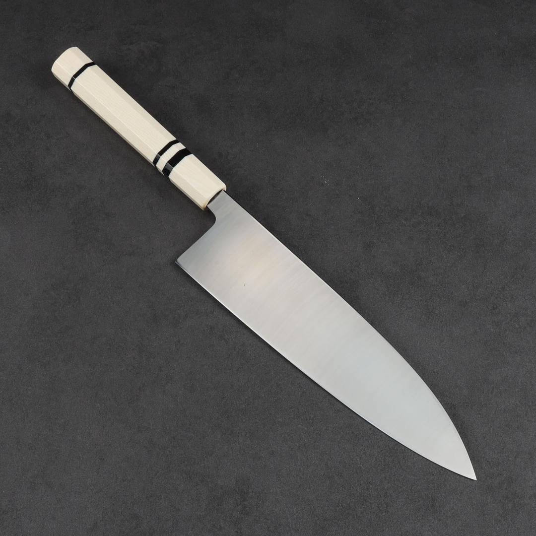 7171 左利き用 出刃包丁 7寸 刺身包丁 和包丁 人工象牙黒三本巻八角柄