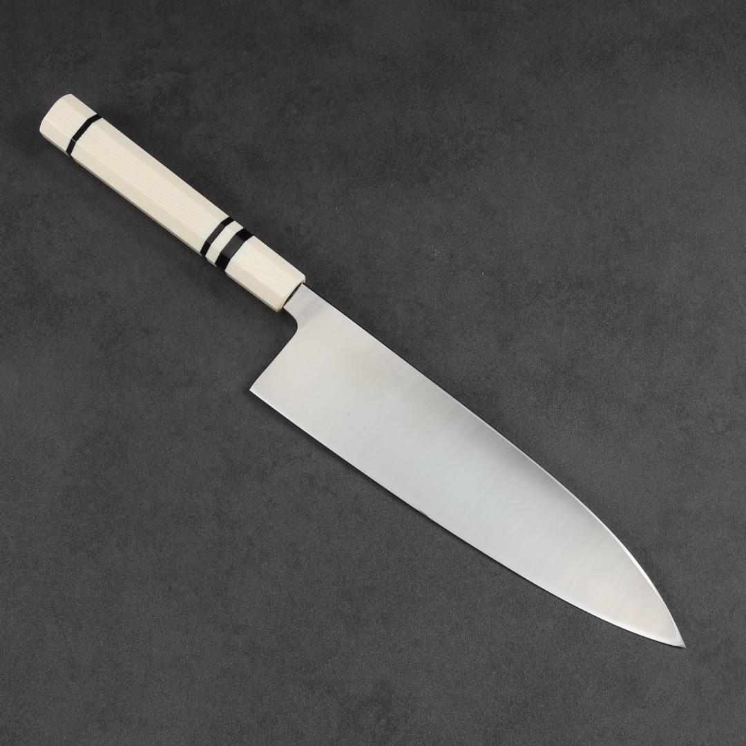 7171 左利き用 出刃包丁 7寸 刺身包丁 和包丁 人工象牙黒三本巻八角柄