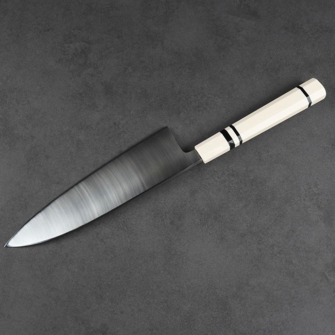 7171 左利き用 出刃包丁 7寸 刺身包丁 和包丁 人工象牙黒三本巻八角柄