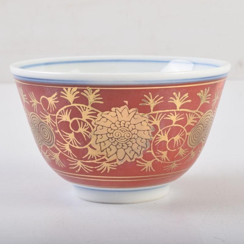 九谷焼 九谷陶源製 金襴手 花草文 煎茶碗 十客 共箱 C 9026 - メルカリ