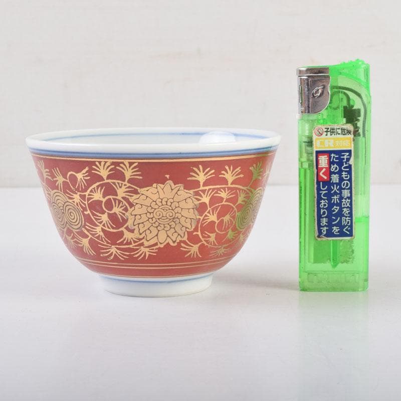 九谷焼 九谷陶源製 金襴手 花草文 煎茶碗 十客 共箱 C 9026 - メルカリ