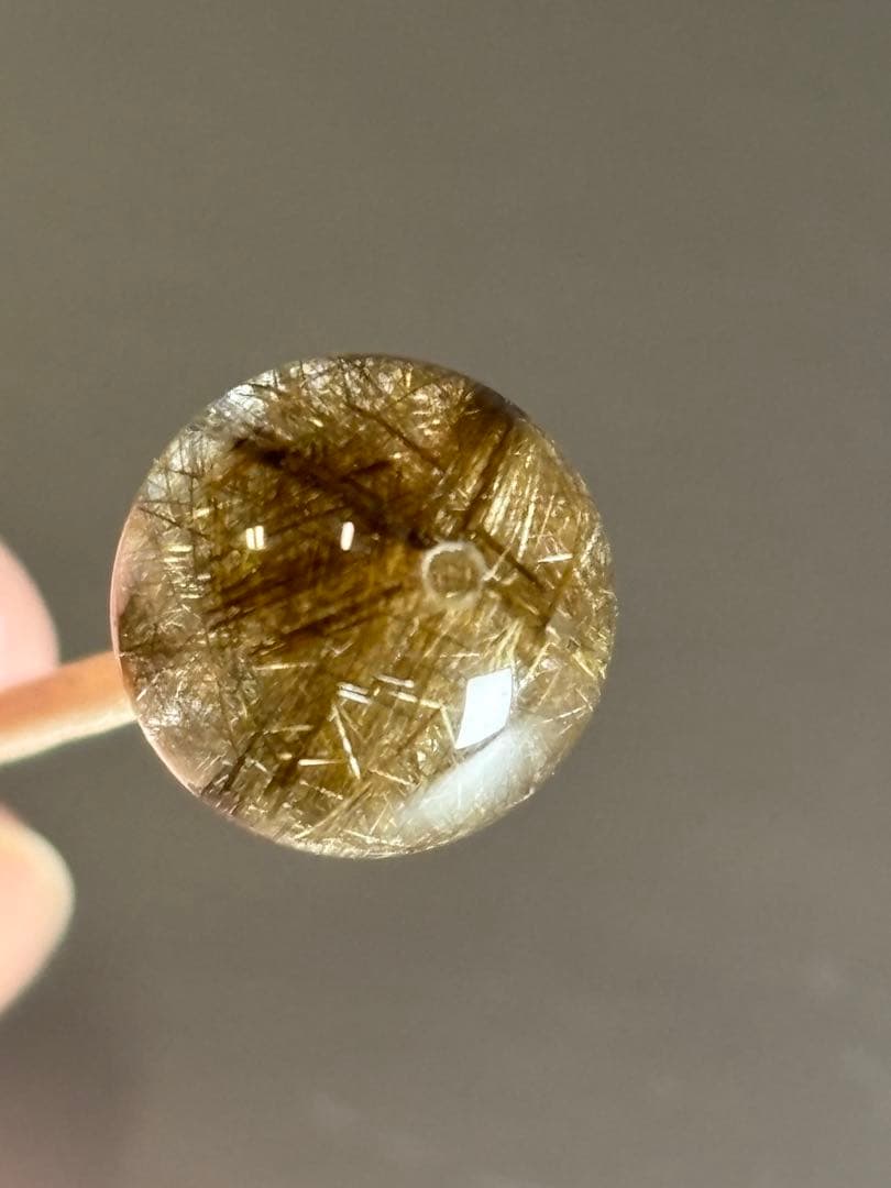 シルバールチル　粒　14.1mm トップクオリティ　水晶透明　貫通穴あり　パーツ