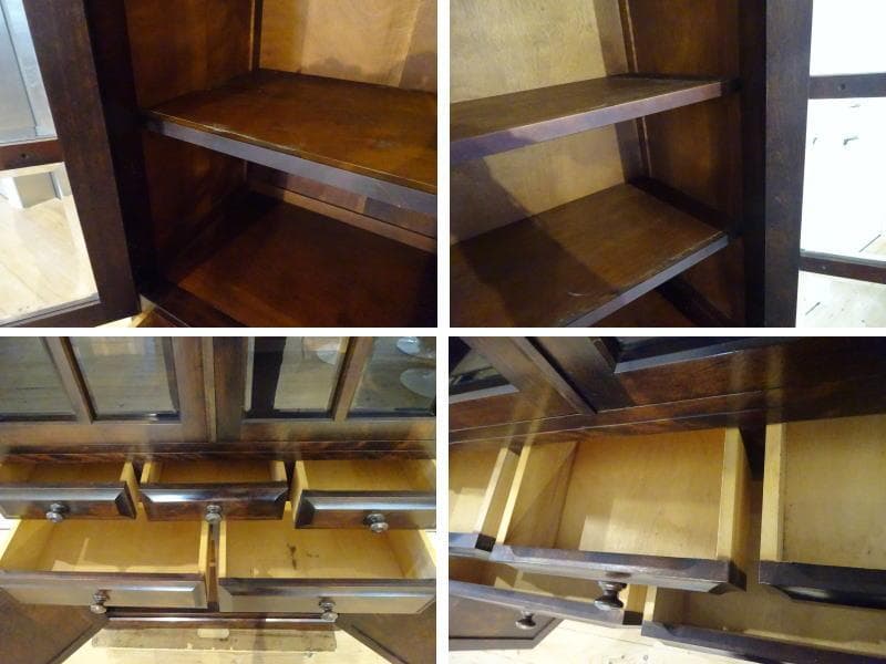 北海道民芸家具　HM160K　食器棚　カップボード　飾り棚　樺材　無垢