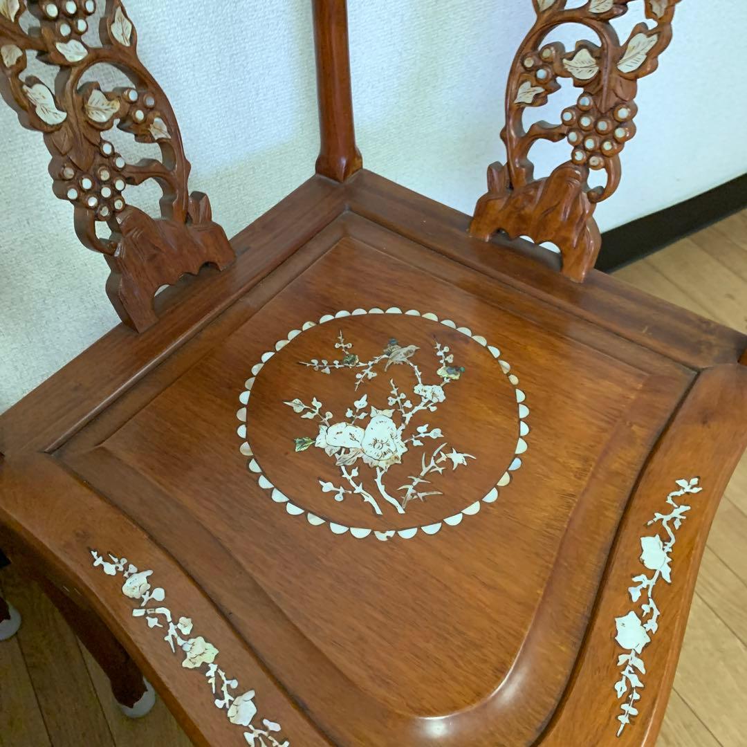 木製螺鈿細工椅子