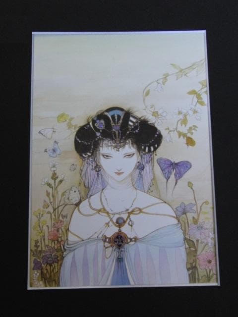 天野喜孝、【夜明け】、希少な大判額装用画集より、新品額装付、状態