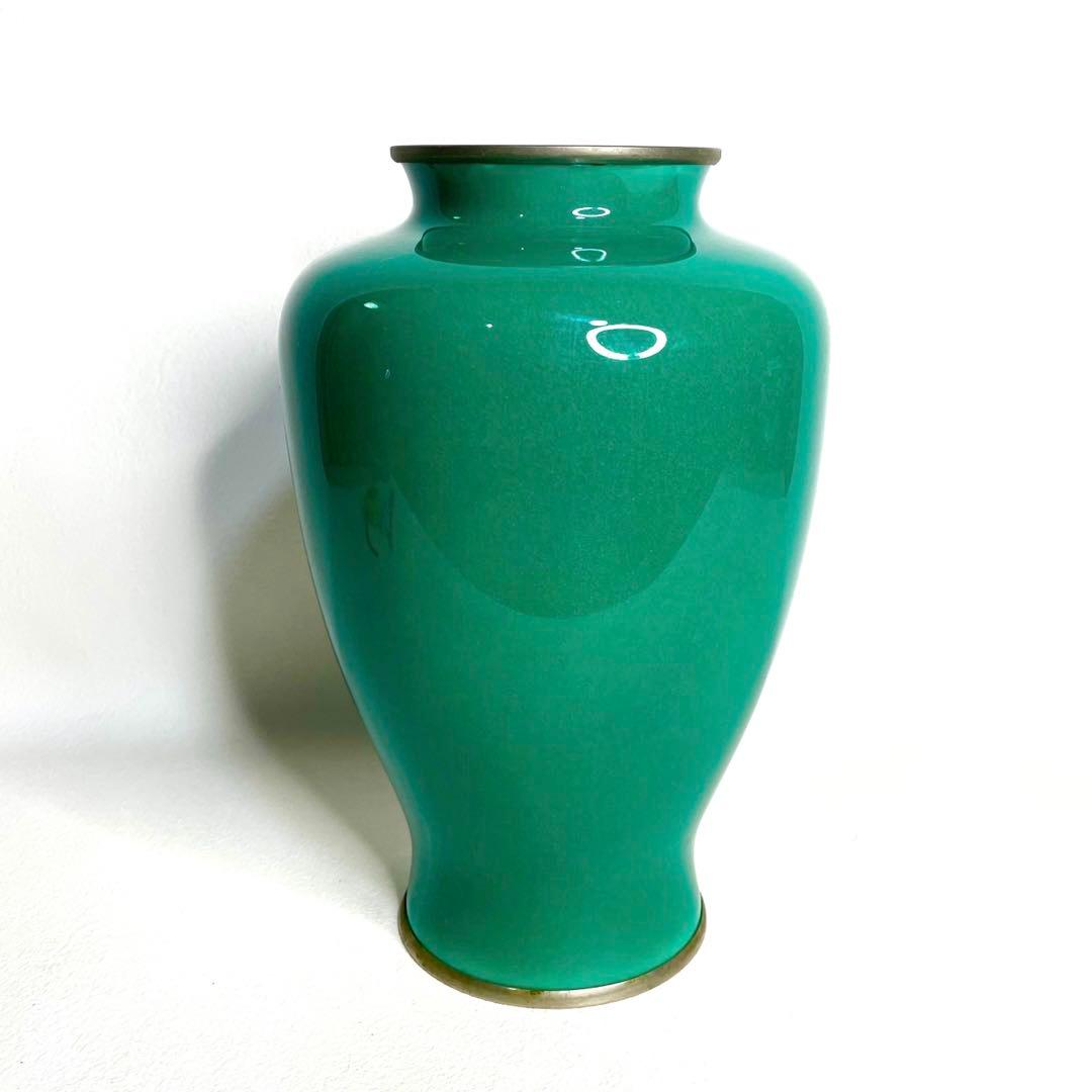 美術七宝焼』 花瓶 緑牡丹 壺 陶磁器 花柄 - メルカリ