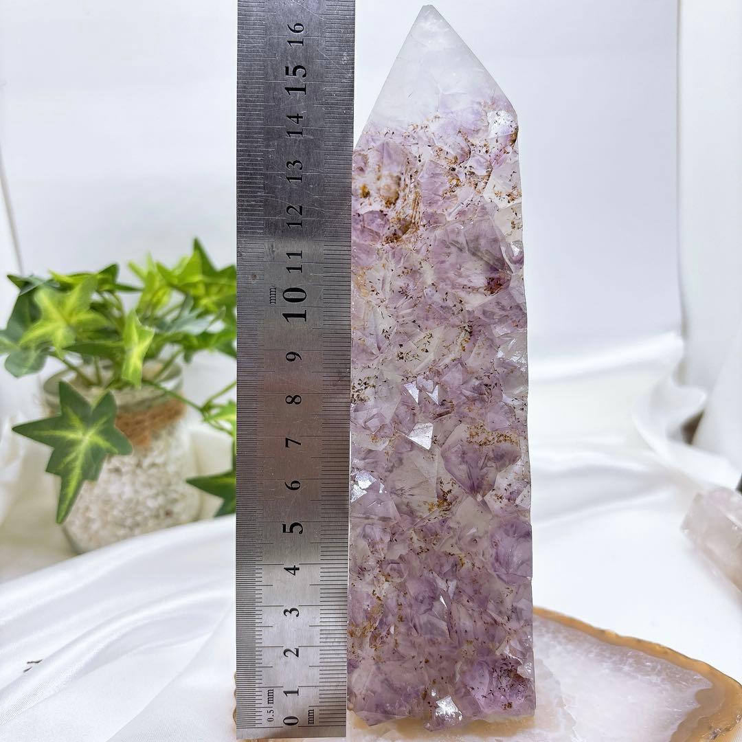 【天然石】カコクセナイト共生アメジスト クラスター◆ポイント◆タワー
