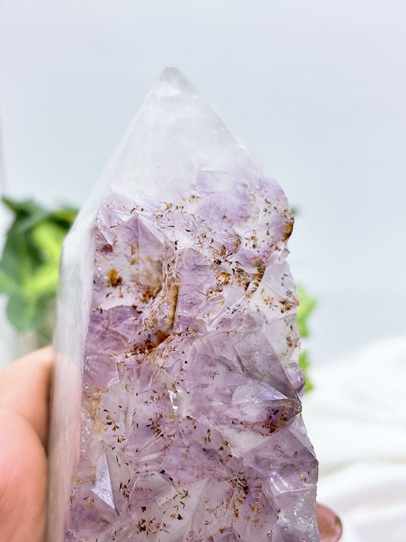 【天然石】カコクセナイト共生アメジスト クラスター◆ポイント◆タワー