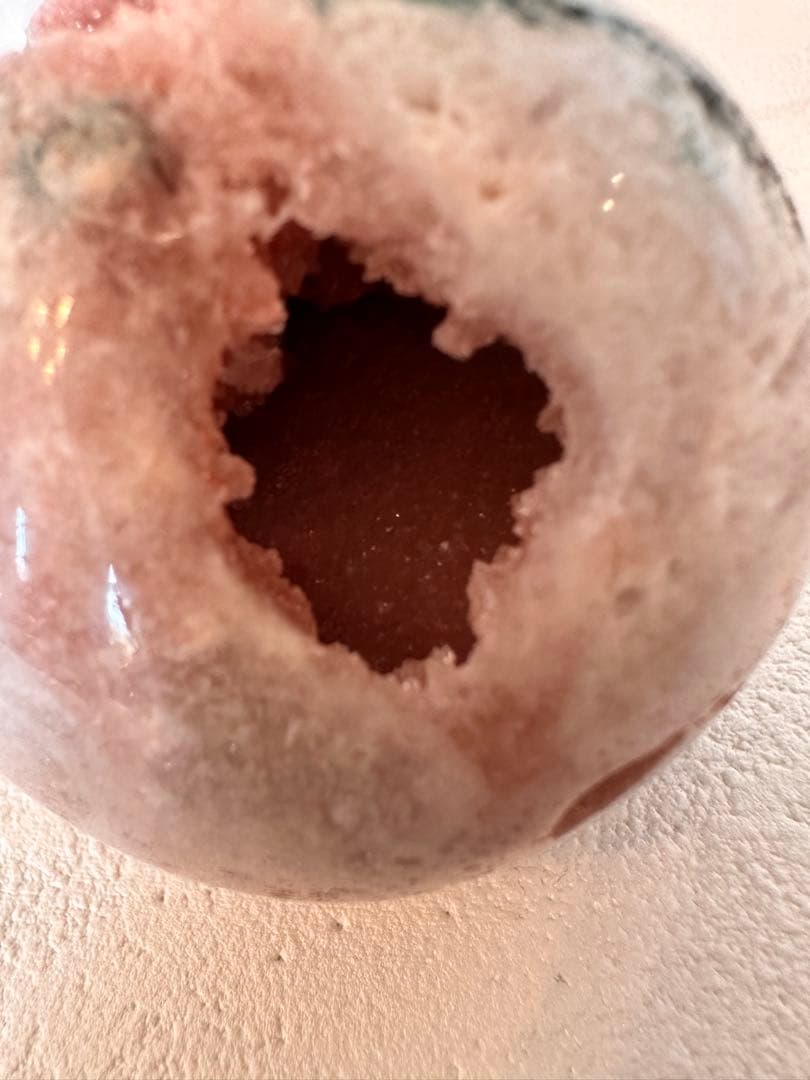 ピンクアメジスト　グリーンジャスパー　笑口　ジオード　キラキラ　スフィア　丸玉