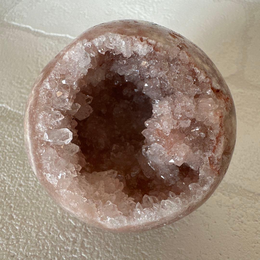 ピンクアメジスト　グリーンジャスパー　笑口　ジオード　キラキラ　スフィア　丸玉