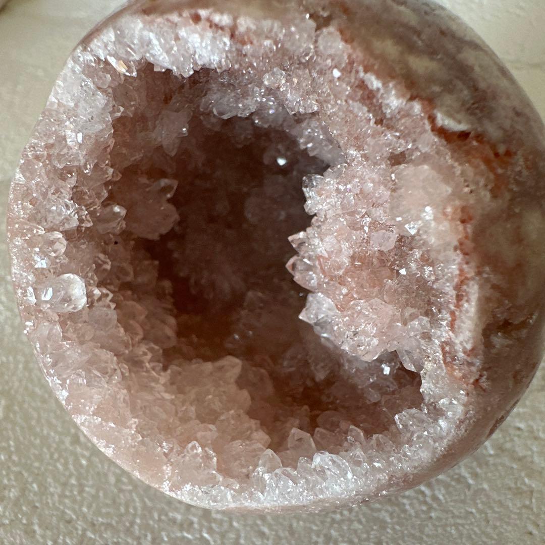 ピンクアメジスト　グリーンジャスパー　笑口　ジオード　キラキラ　スフィア　丸玉