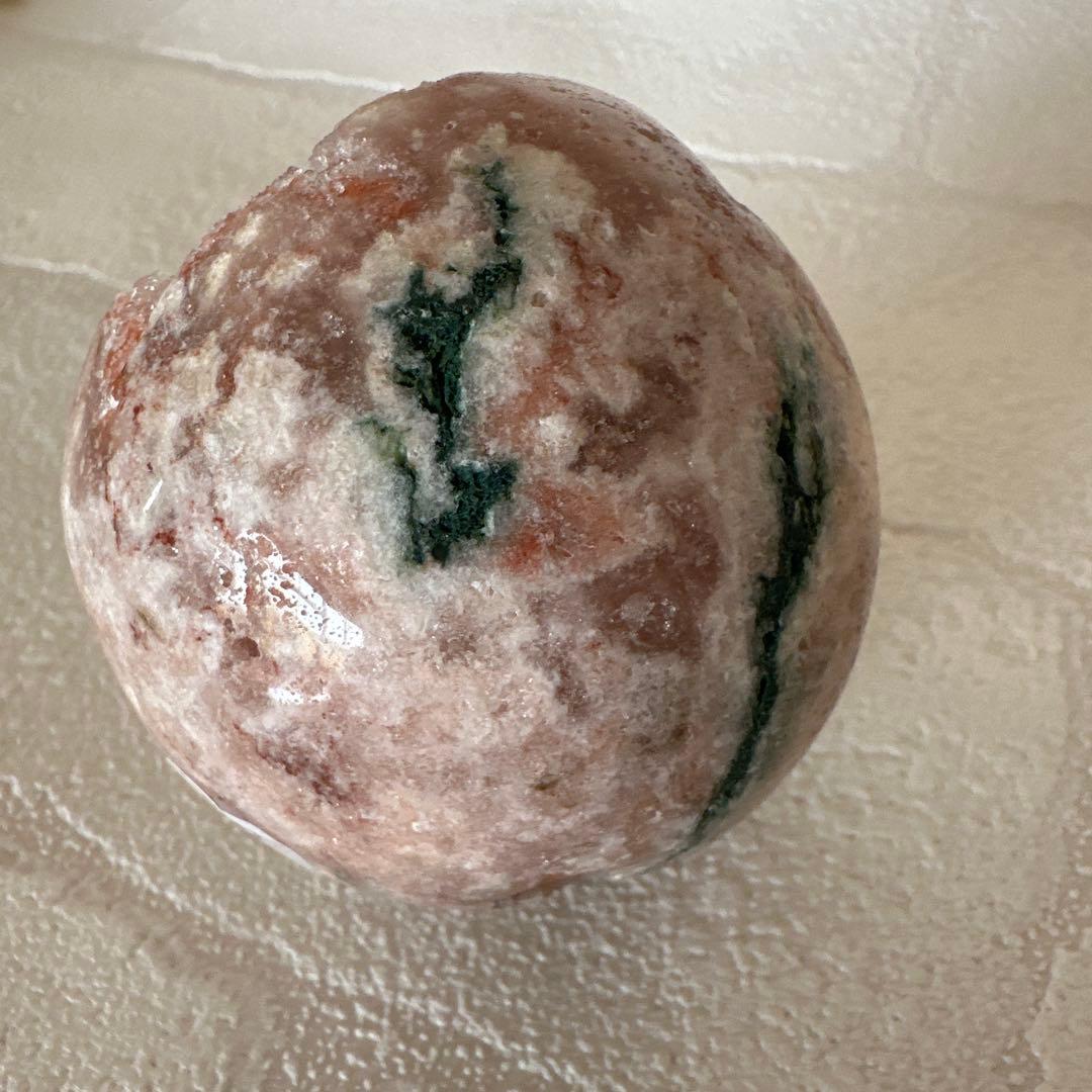 ピンクアメジスト　グリーンジャスパー　笑口　ジオード　キラキラ　スフィア　丸玉