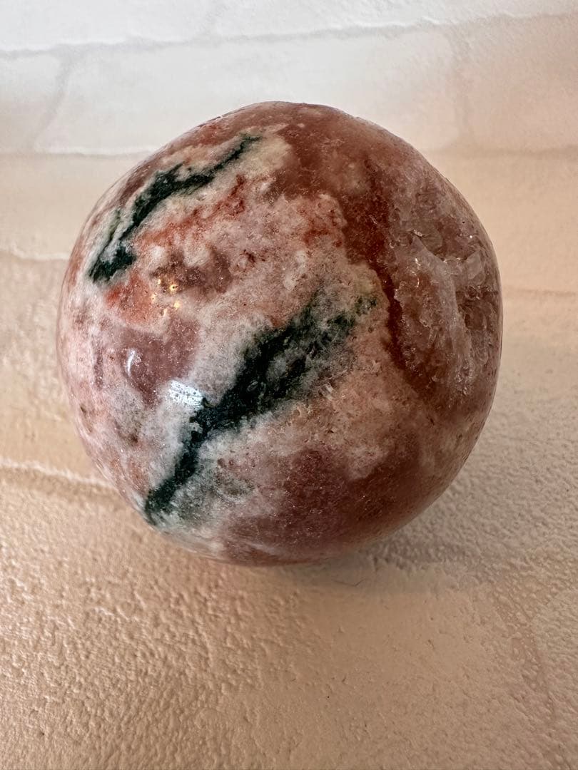 ピンクアメジスト　グリーンジャスパー　笑口　ジオード　キラキラ　スフィア　丸玉