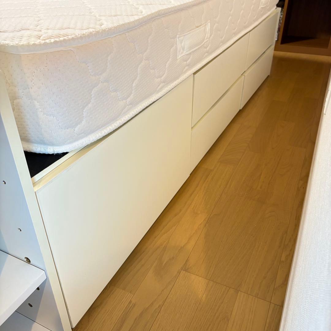 収納付きベッド　シングルサイズ　リアスター　モダンライト・コンセント付き