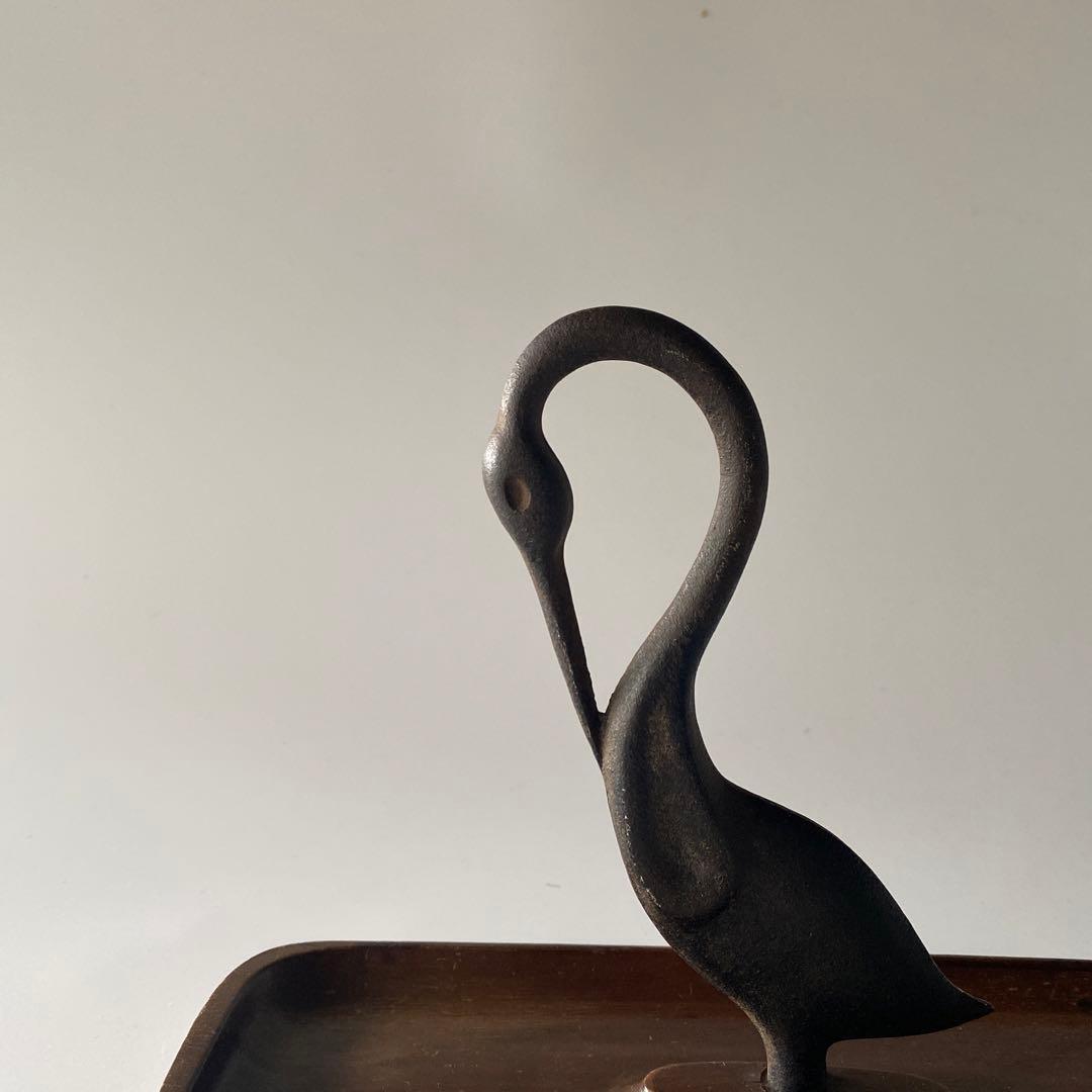 希少 馬場忠寛 鶴 トレイ オブジェ 南部鉄器 ミッドセンチュヴィンテージ