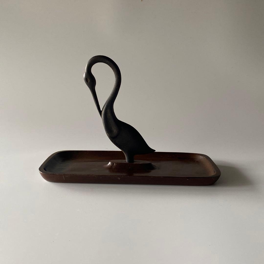 希少 馬場忠寛 鶴 トレイ オブジェ 南部鉄器 ミッドセンチュヴィンテージ