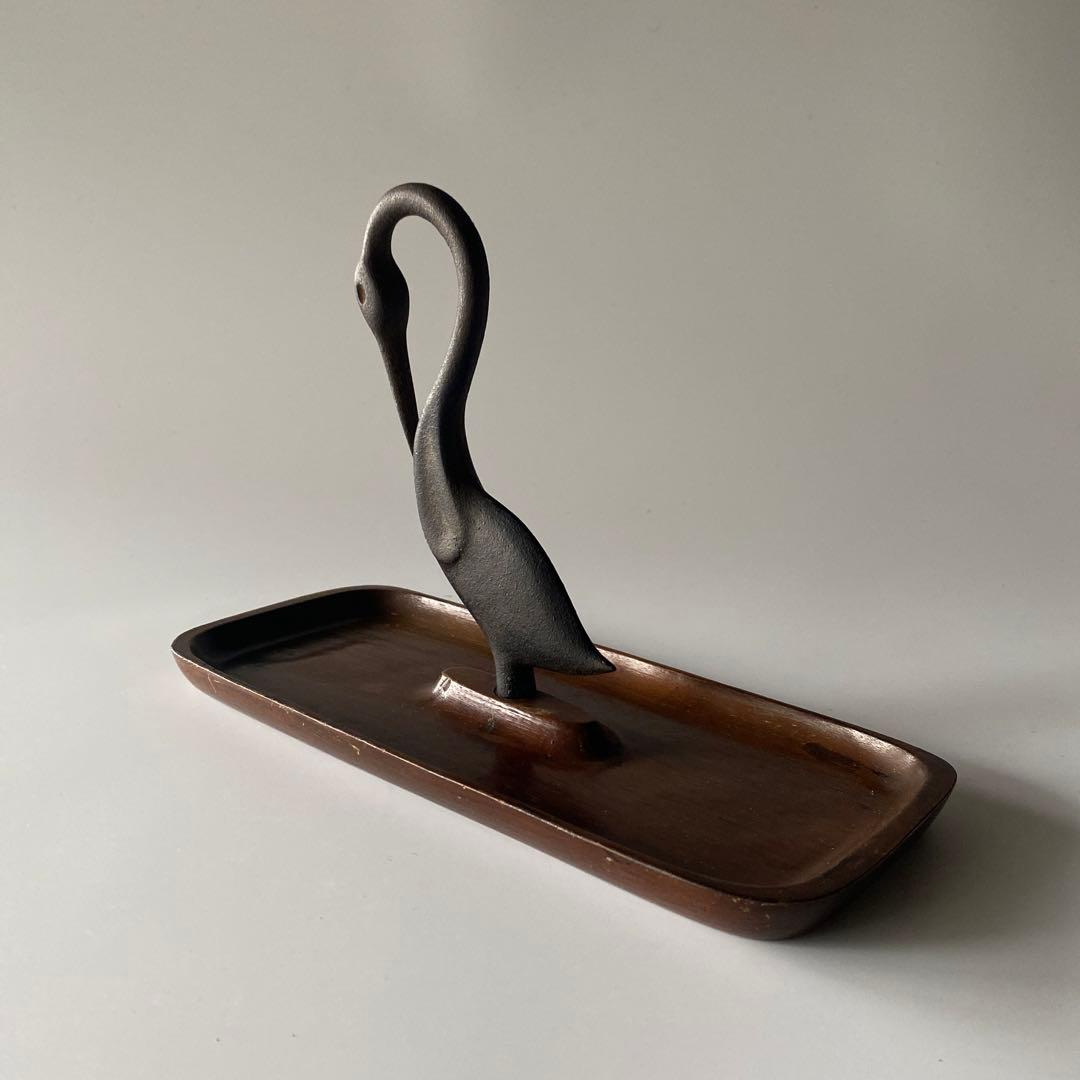 希少 馬場忠寛 鶴 トレイ オブジェ 南部鉄器 ミッドセンチュヴィンテージ