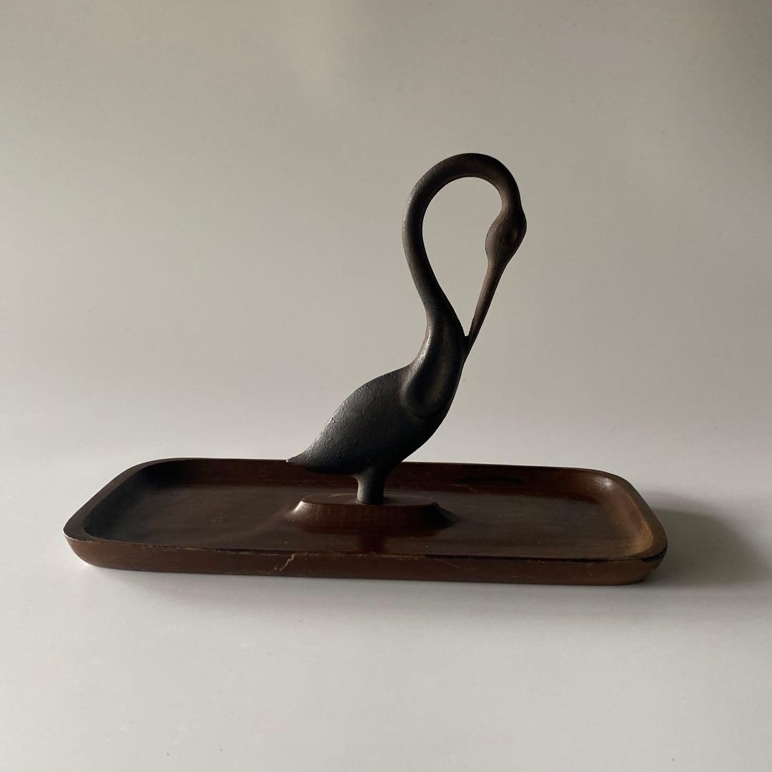 希少 馬場忠寛 鶴 トレイ オブジェ 南部鉄器 ミッドセンチュヴィンテージ
