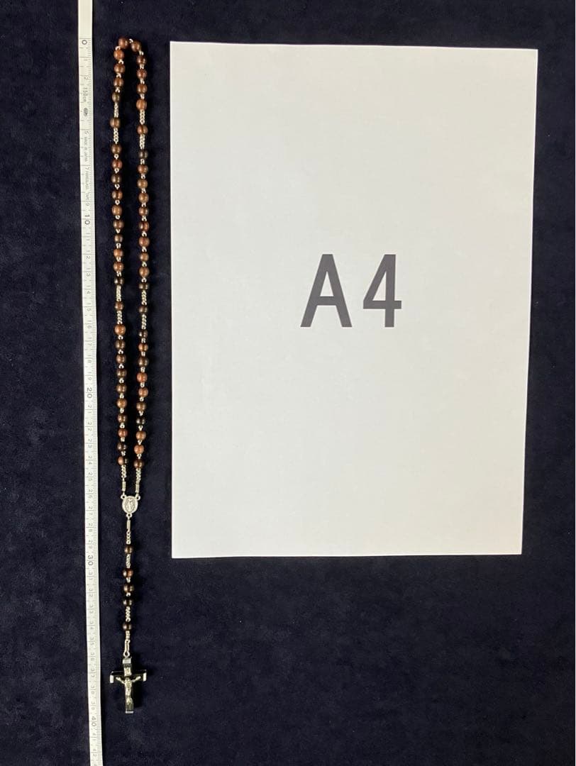 カトリック　ロザリオ　手編み　縞黒檀　長崎編み